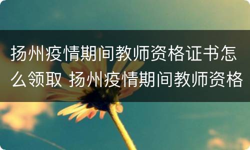 扬州疫情期间教师资格证书怎么领取 扬州疫情期间教师资格证书怎么领取补贴