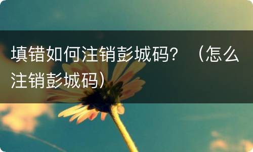 填错如何注销彭城码？（怎么注销彭城码）