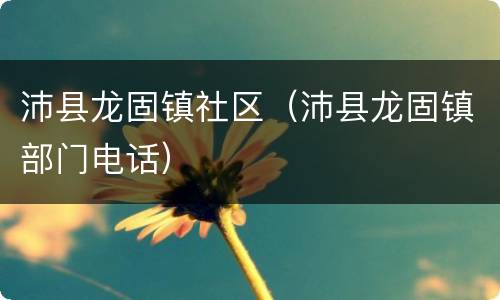 沛县龙固镇社区（沛县龙固镇部门电话）
