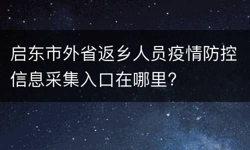 启东市外省返乡人员疫情防控信息采集入口在哪里?