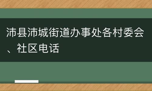 沛县沛城街道办事处各村委会、社区电话