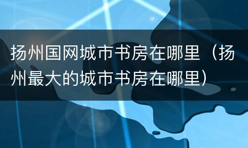 扬州国网城市书房在哪里（扬州最大的城市书房在哪里）