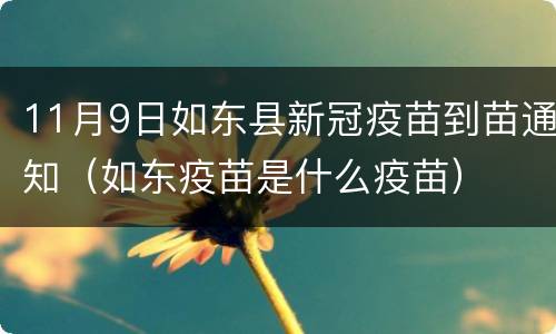 11月9日如东县新冠疫苗到苗通知（如东疫苗是什么疫苗）