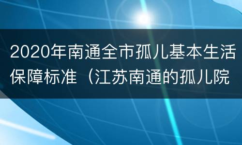 2020年南通全市孤儿基本生活保障标准（江苏南通的孤儿院在哪里）