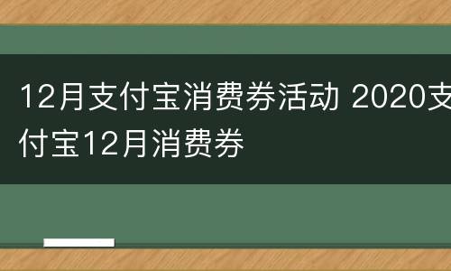 12月支付宝消费券活动 2020支付宝12月消费券