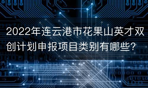 2022年连云港市花果山英才双创计划申报项目类别有哪些?