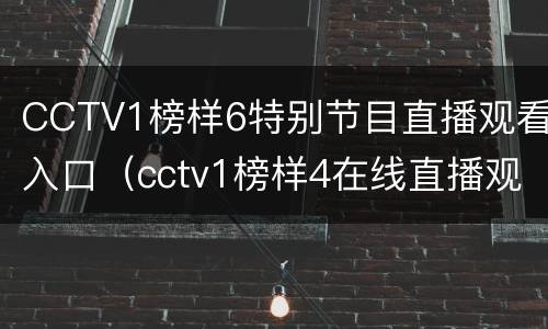 CCTV1榜样6特别节目直播观看入口（cctv1榜样4在线直播观看）