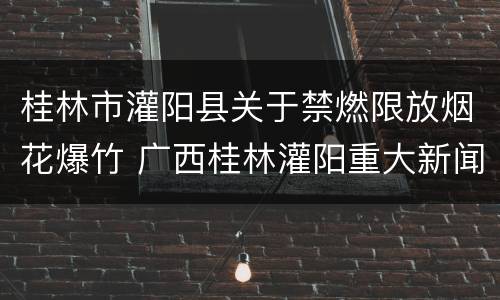 桂林市灌阳县关于禁燃限放烟花爆竹 广西桂林灌阳重大新闻
