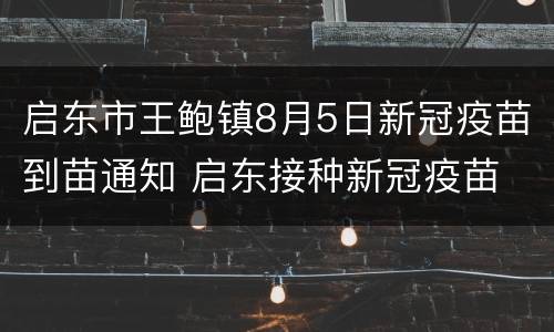 启东市王鲍镇8月5日新冠疫苗到苗通知 启东接种新冠疫苗