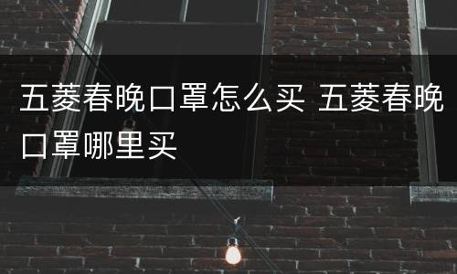 五菱春晚口罩怎么买 五菱春晚口罩哪里买