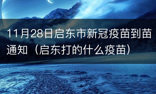 11月28日启东市新冠疫苗到苗通知（启东打的什么疫苗）