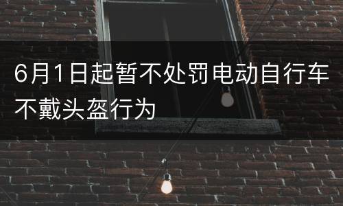 6月1日起暂不处罚电动自行车不戴头盔行为