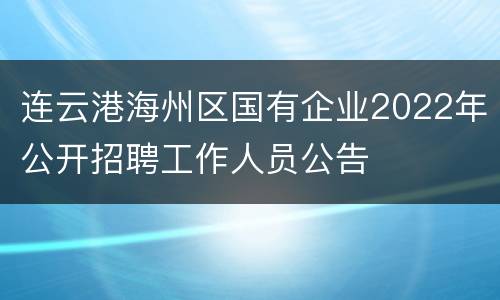连云港海州区国有企业2022年公开招聘工作人员公告