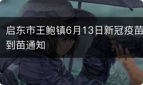 启东市王鲍镇6月13日新冠疫苗到苗通知