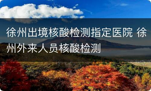 徐州出境核酸检测指定医院 徐州外来人员核酸检测