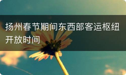 扬州春节期间东西部客运枢纽开放时间