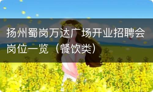 扬州蜀岗万达广场开业招聘会岗位一览（餐饮类）  　　