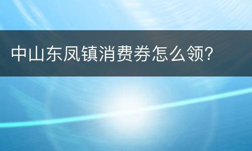 中山东凤镇消费券怎么领?
