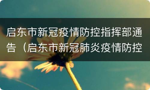 启东市新冠疫情防控指挥部通告（启东市新冠肺炎疫情防控）