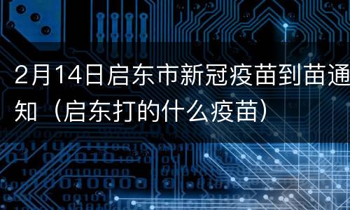 2月14日启东市新冠疫苗到苗通知（启东打的什么疫苗）