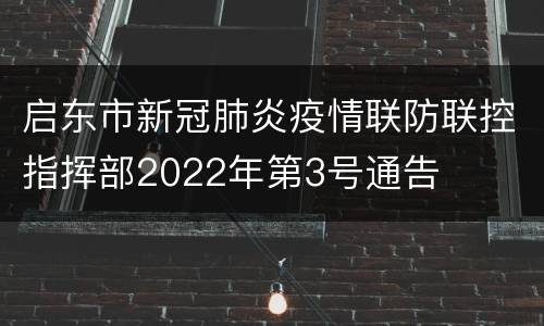 启东市新冠肺炎疫情联防联控指挥部2022年第3号通告
