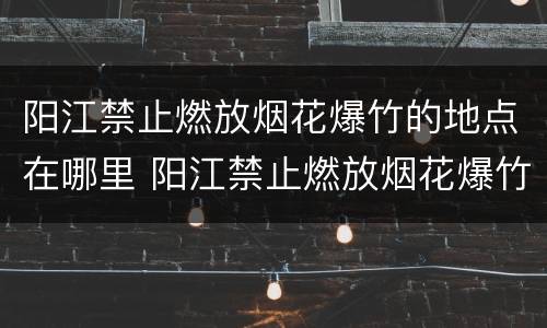 阳江禁止燃放烟花爆竹的地点在哪里 阳江禁止燃放烟花爆竹的地点在哪里啊