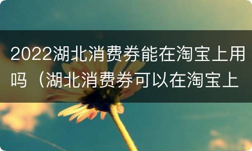 2022湖北消费券能在淘宝上用吗（湖北消费券可以在淘宝上使用吗）