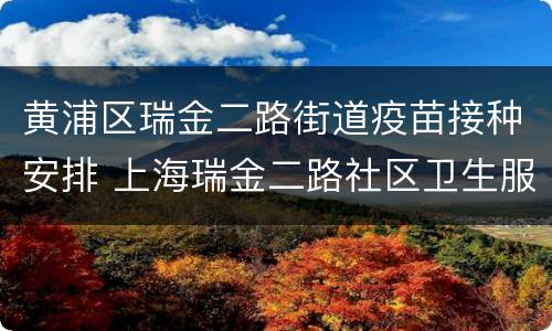 黄浦区瑞金二路街道疫苗接种安排 上海瑞金二路社区卫生服务中心 疫苗