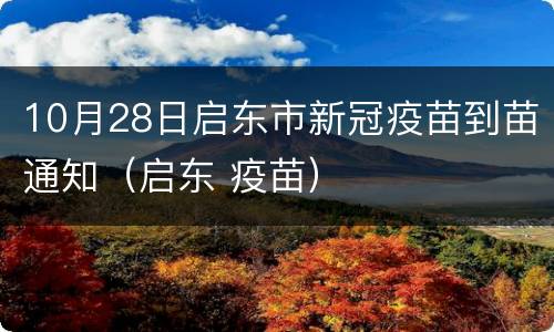 10月28日启东市新冠疫苗到苗通知（启东 疫苗）