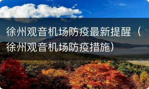 徐州观音机场防疫最新提醒（徐州观音机场防疫措施）