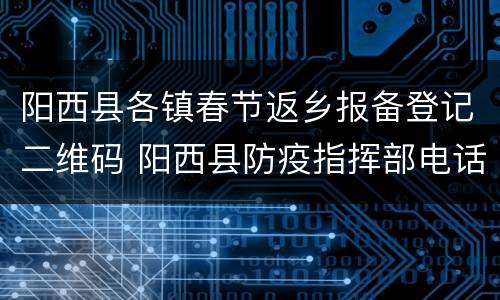 阳西县各镇春节返乡报备登记二维码 阳西县防疫指挥部电话