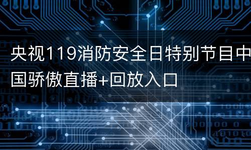 央视119消防安全日特别节目中国骄傲直播+回放入口